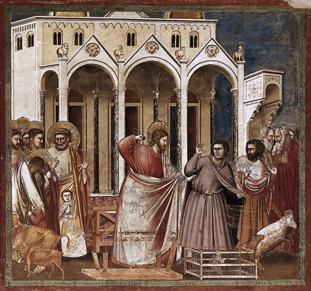 Giotto, Cacciata dei mercanti dal Tempio, Cappella degli Scrovegni - Padova Giotto, Cacciata dei mercanti dal Tempio, Cappella degli Scrovegni - Padova